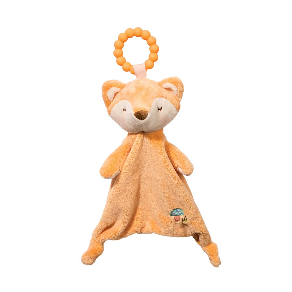 Douglas Baby Fox Teether Plush Toy featuring a silicone teether ring for teething relief and calming hugs
