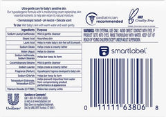 Dove Baby Bar Rich Moisture lather in hand demonstrates soft, mild cleansing ideal for delicate skin
