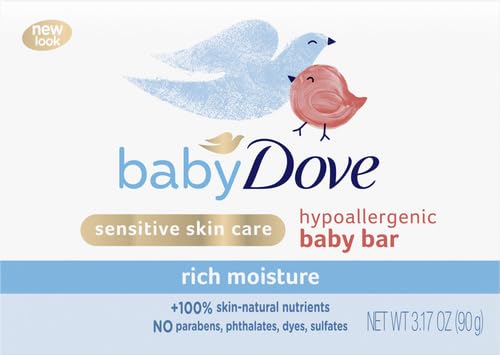 Dove Baby Bar Rich Moisture packaging front view suggests family-friendly care and hydration
