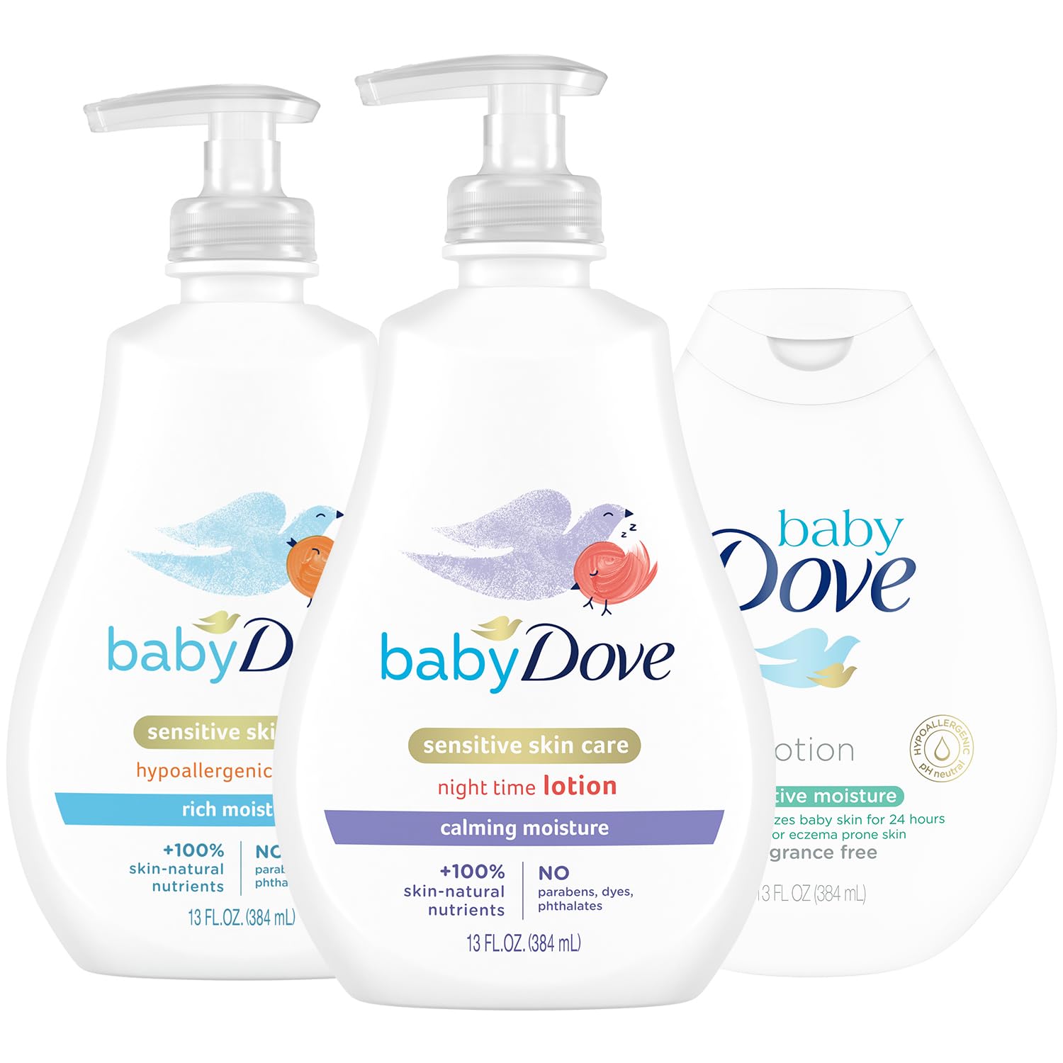 Dove Baby Lotion packaging display highlighting a gentle hypoallergenic care set for newborns