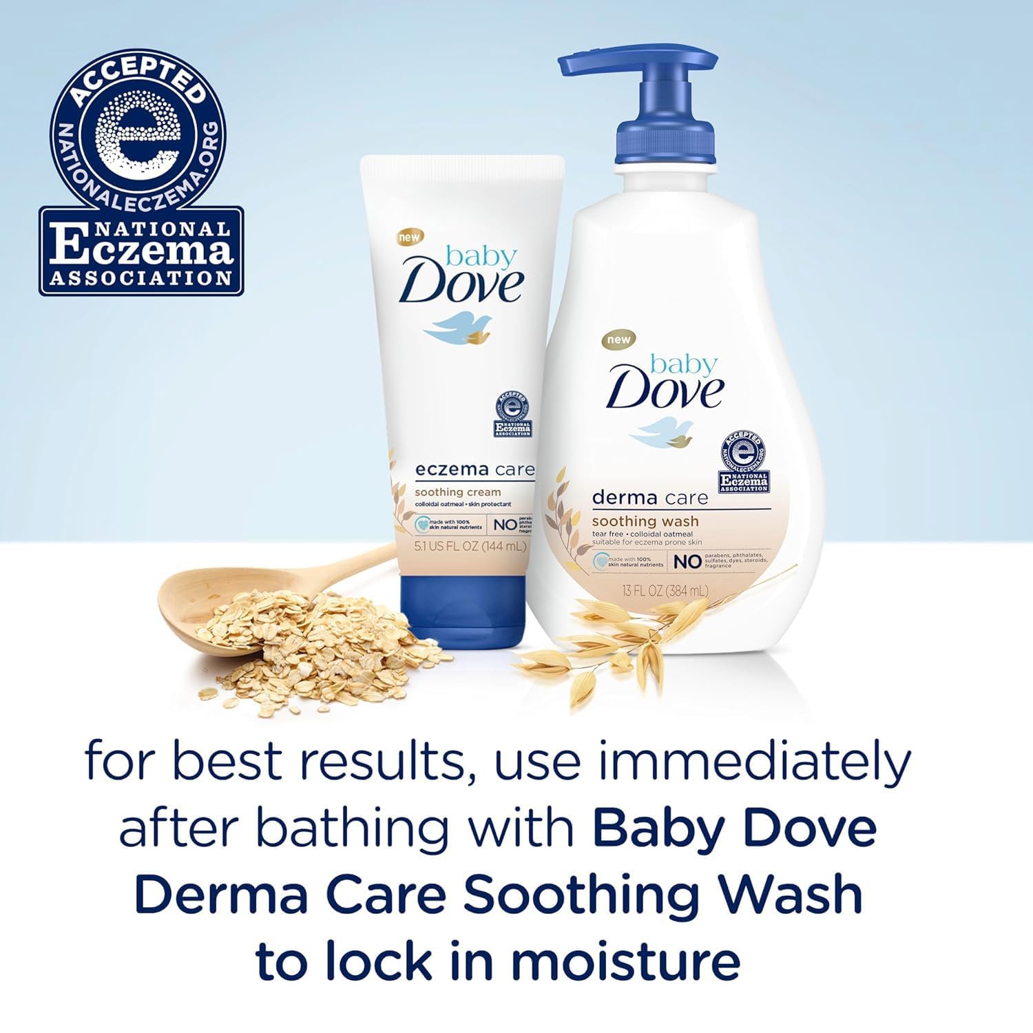 Dove Baby Skin Moisture Barrier focus hints at lasting hydration for tender skin.