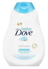 Dove Baby Tear Free Shampoo bottle close-up showing rich moisture for gentle cleansing.