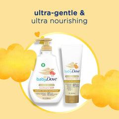 Dove Baby Body Wash lather highlighting tear-free cleansing.