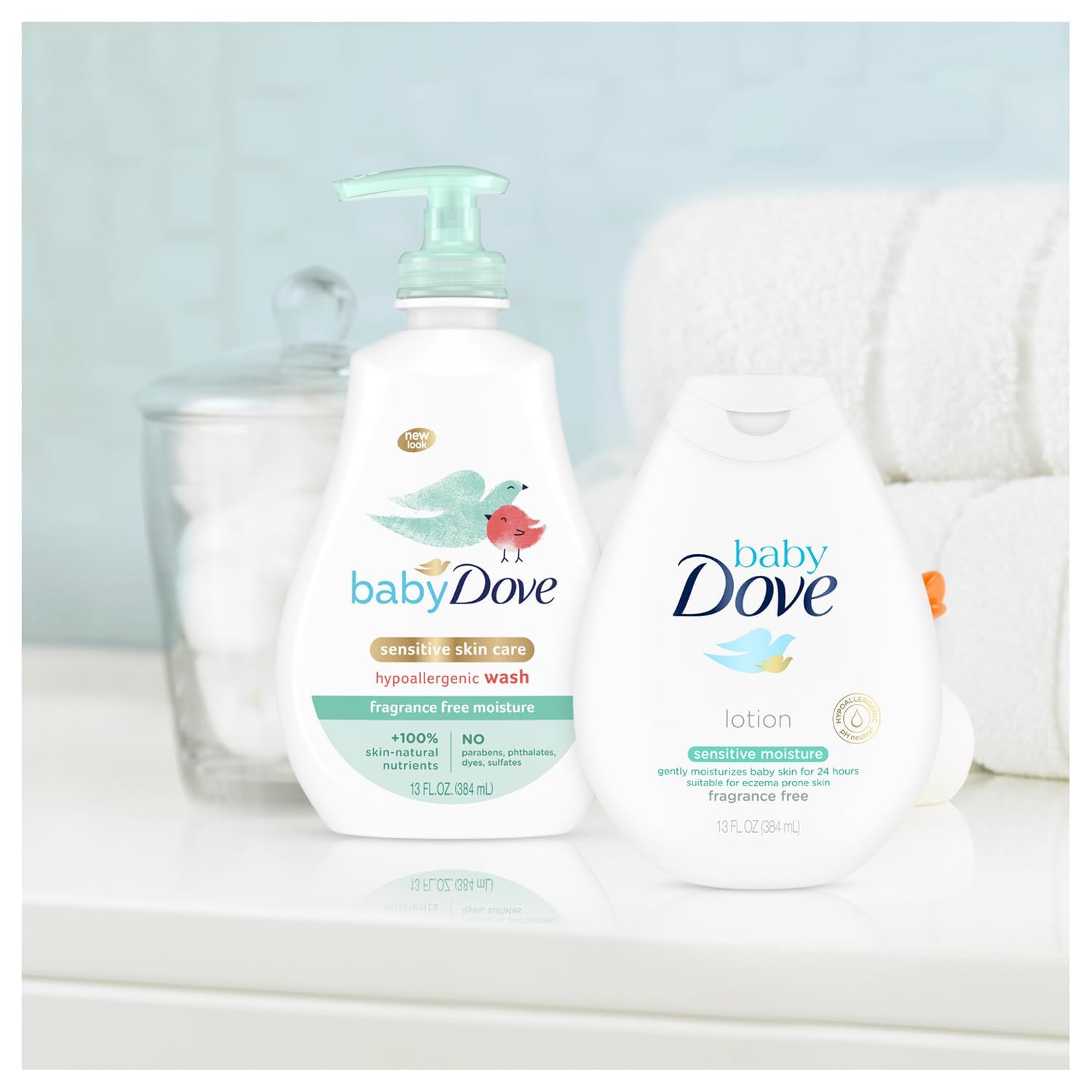 Dove Baby Wash and Lotion Set—two-piece bundle supports daily bath routines with gentle care.