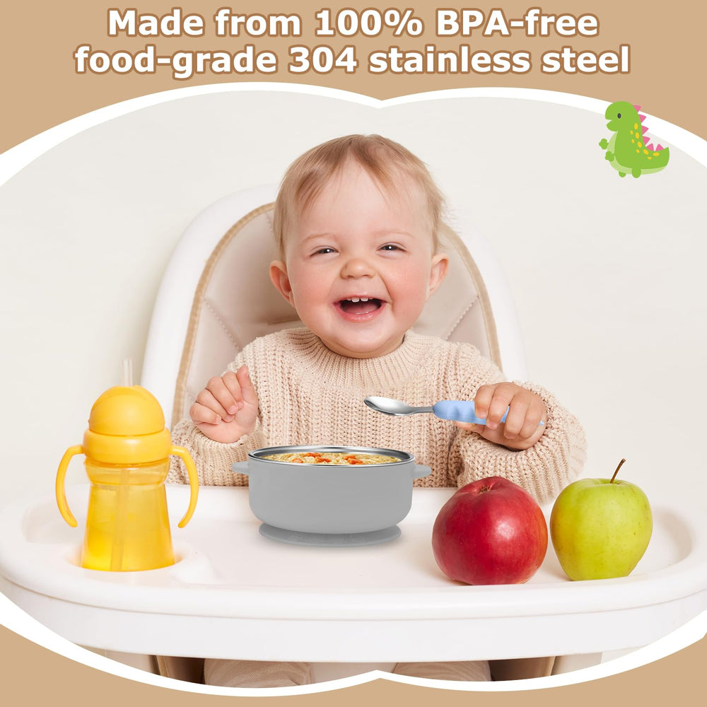 Dovesail suction base keeps bowl steady during toddler meals