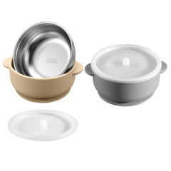 Dovesail stainless-steel baby bowl inner with gray-cream finish for durable meals