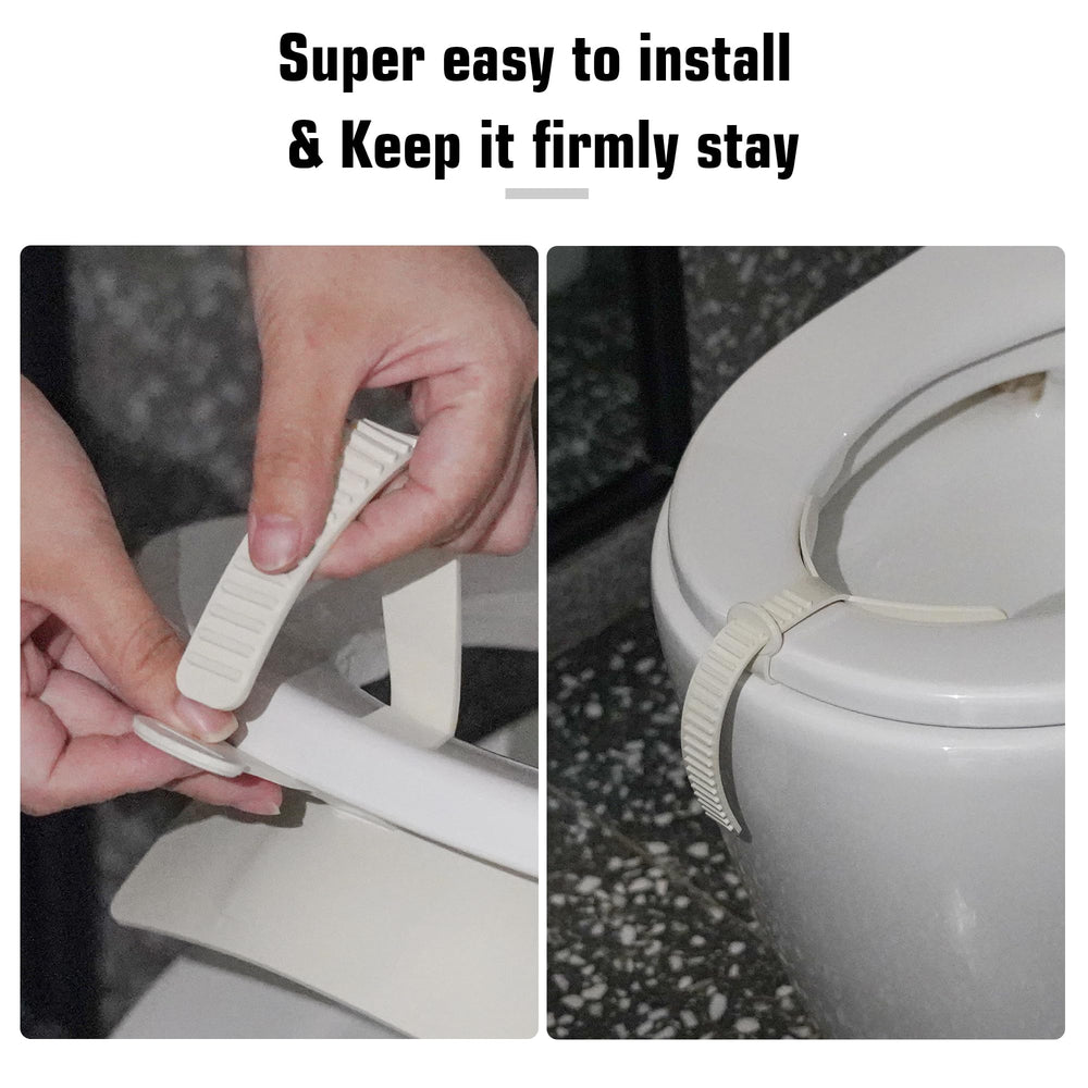 Doytn Toilet Pee Splash Guard seat-lifter in action promotes hygienic handling.