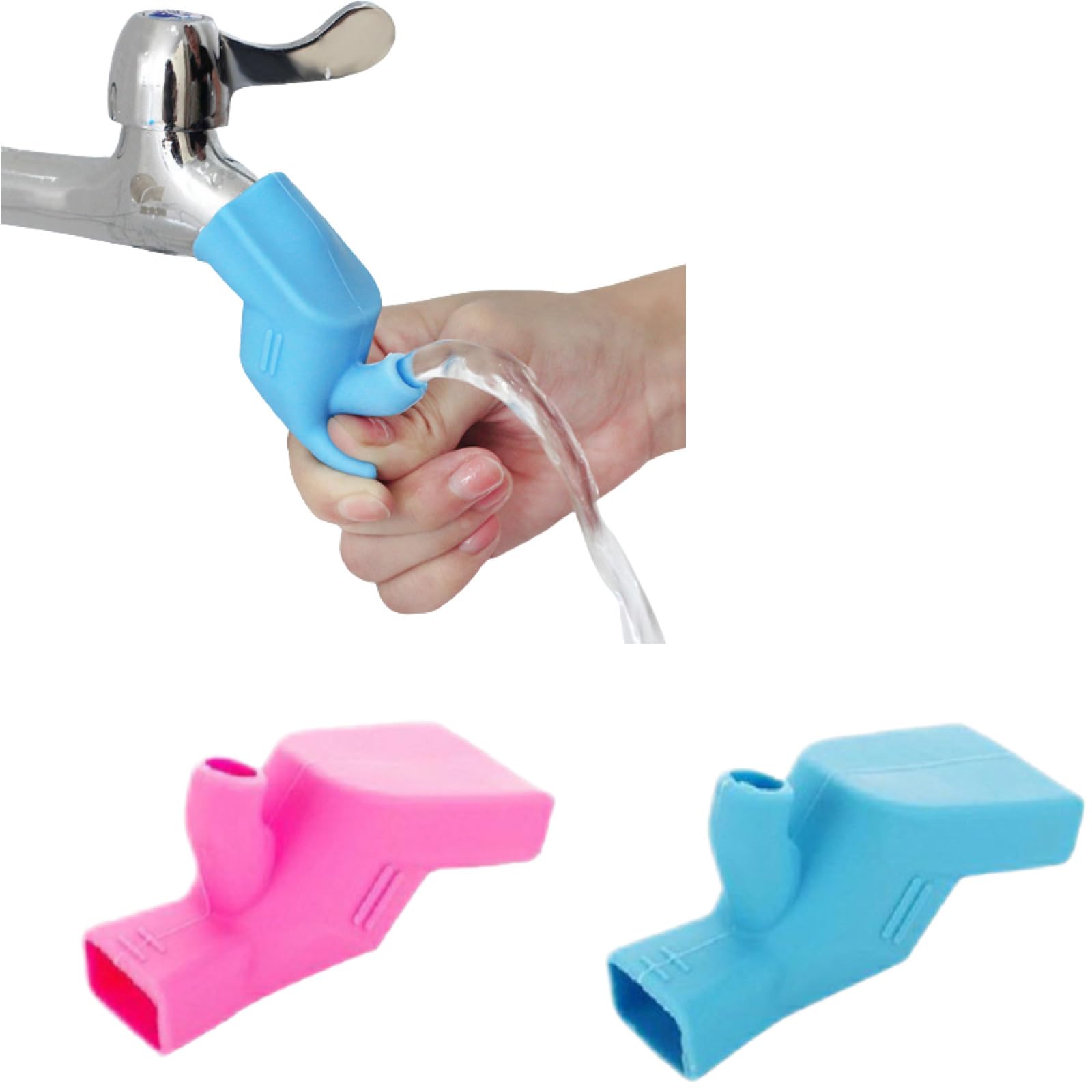 DPWOUM faucet extender attached on faucet close-up demonstrates tool-free installation