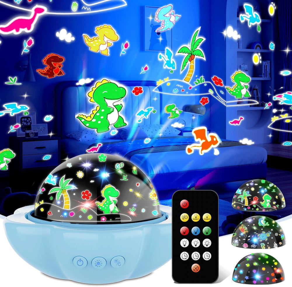 DQMOON dinosaur night light projection provides gentle bedtime stars for kids.