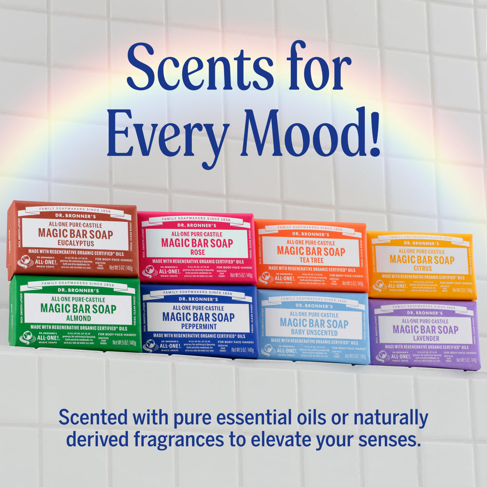 Dr. Bronner's Baby Unscented Bar with no synthetic detergents or dyes