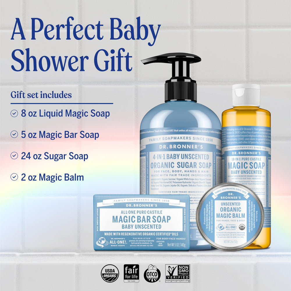 Dr. Bronner's Organic Sugar Soap 24 oz bottle for gentle cleansing.