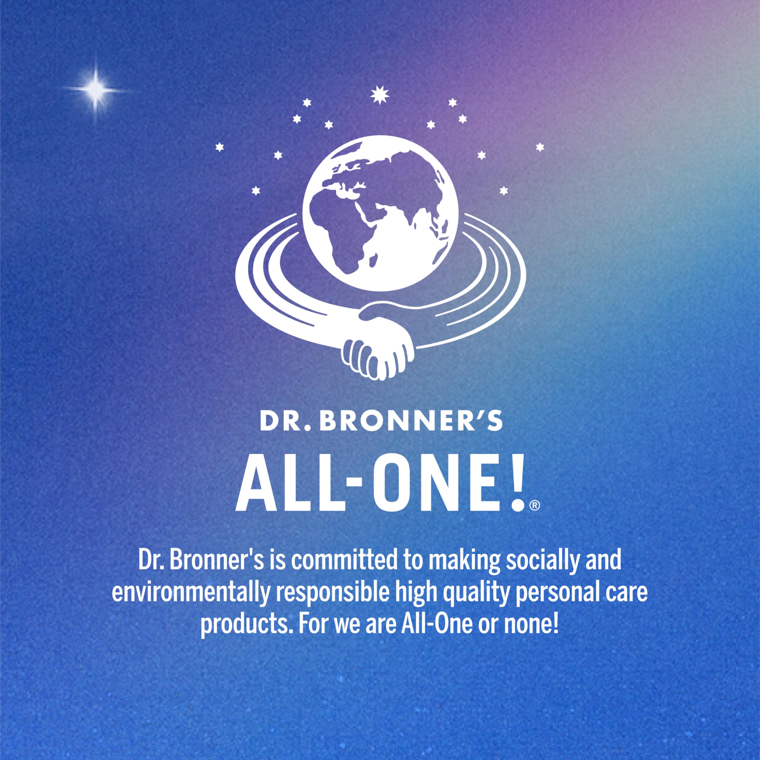 Dr. Bronner's bottle pours with reduced plastic footprint.