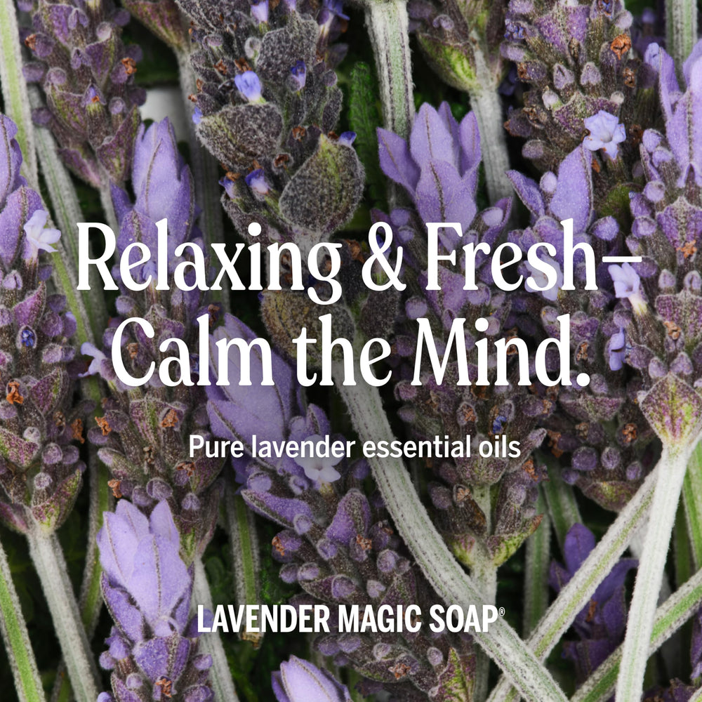 Kitchen scene shows 18-in-1 use with Dr. Bronner's Lavender castile.