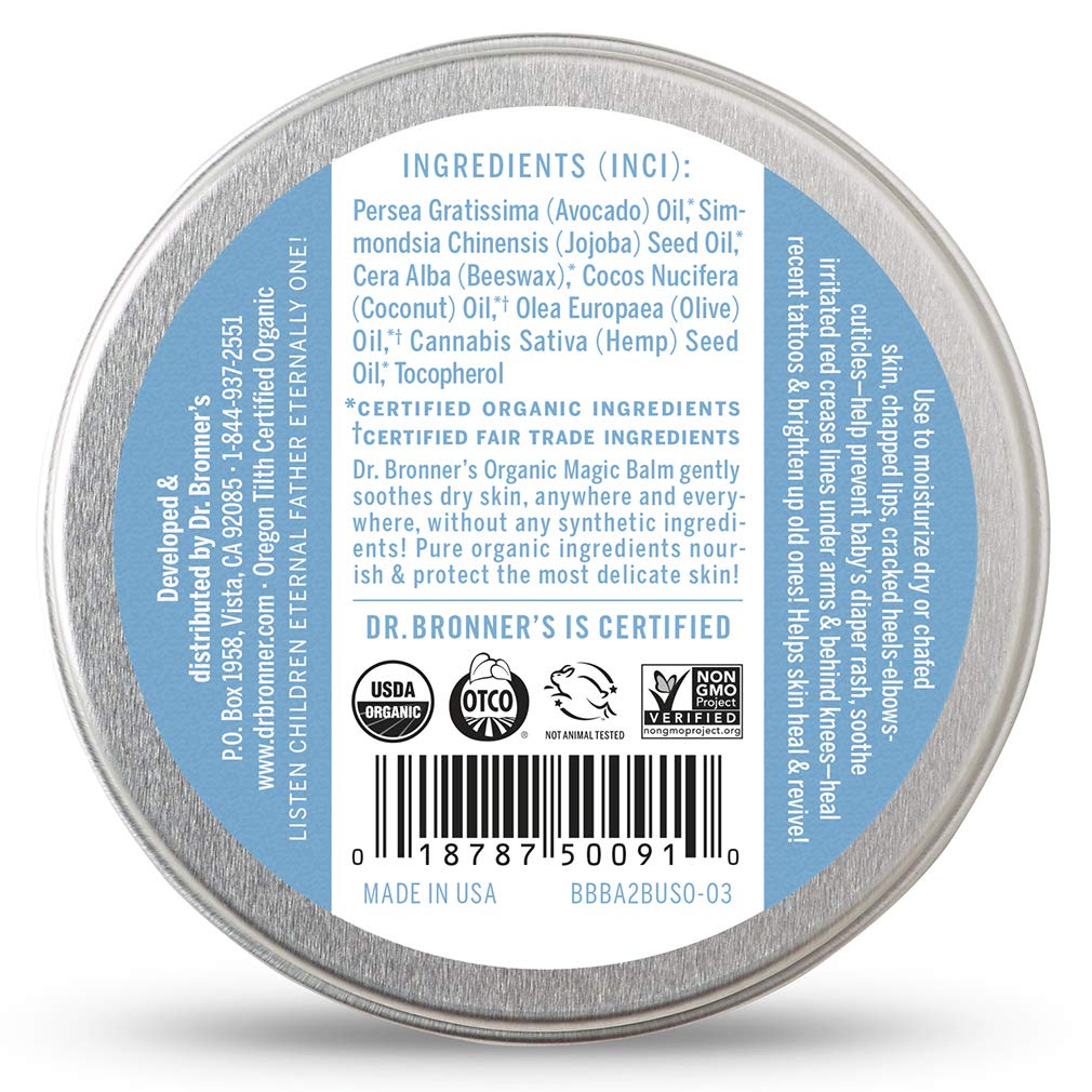 Dr. Bronner's Organic Magic Balm texture closeup reveals creamy moisture for dry skin