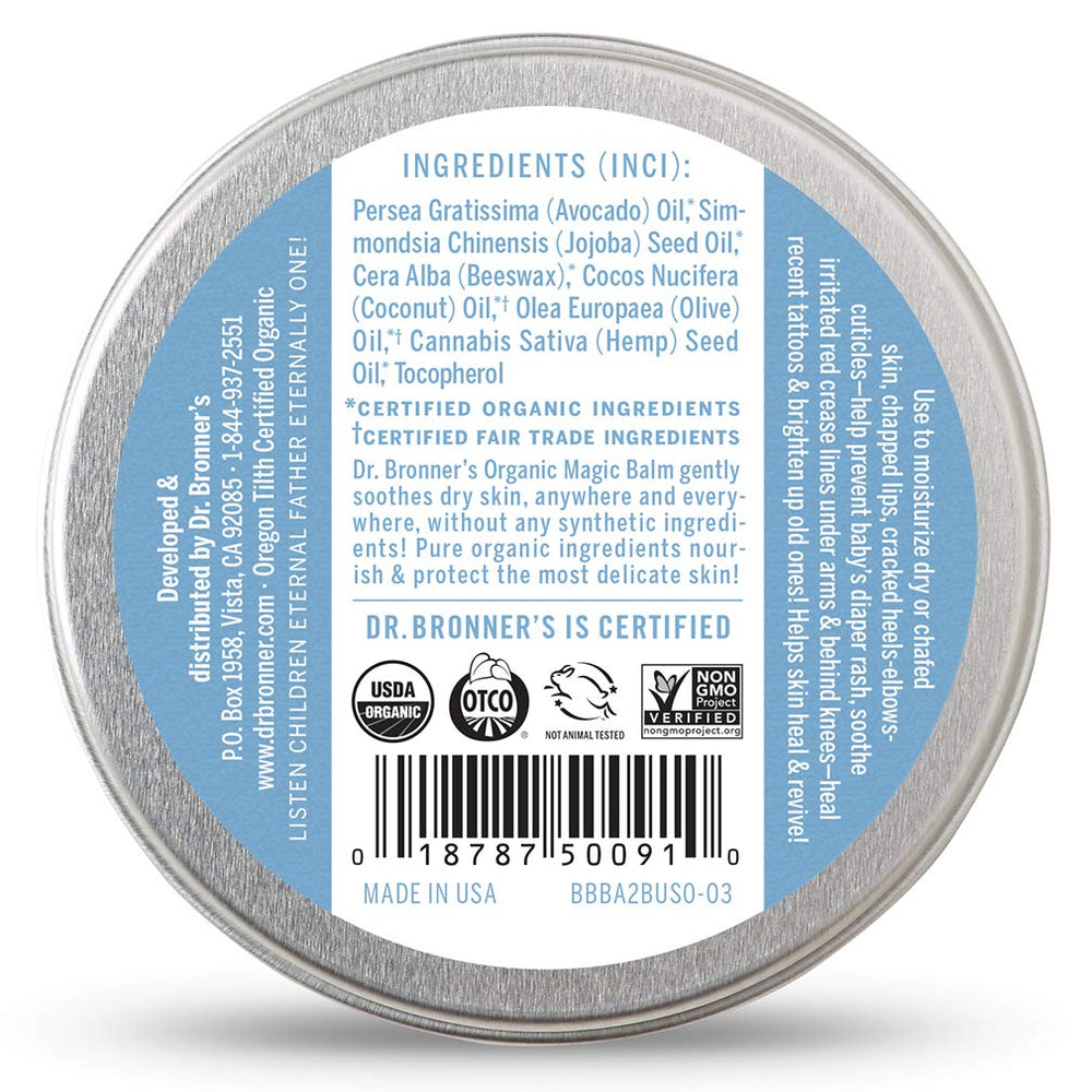Dr. Bronner's Organic Magic Balm texture closeup reveals creamy moisture for dry skin