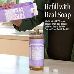 Dr. Bronner's Lavender refill carton for low-waste bathroom refills.