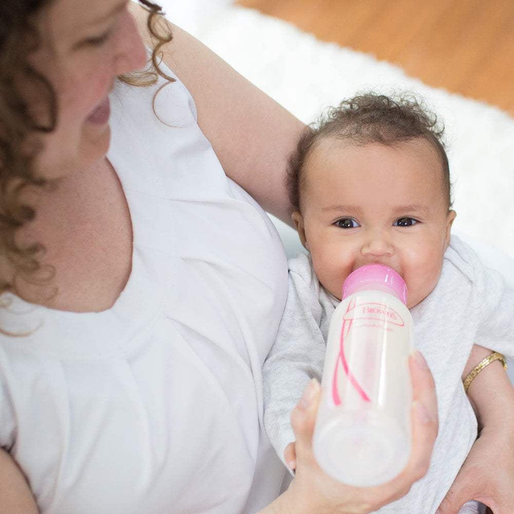 Dr. Brown's 6-pack pink bottles offer trusted feeding options for newborns.