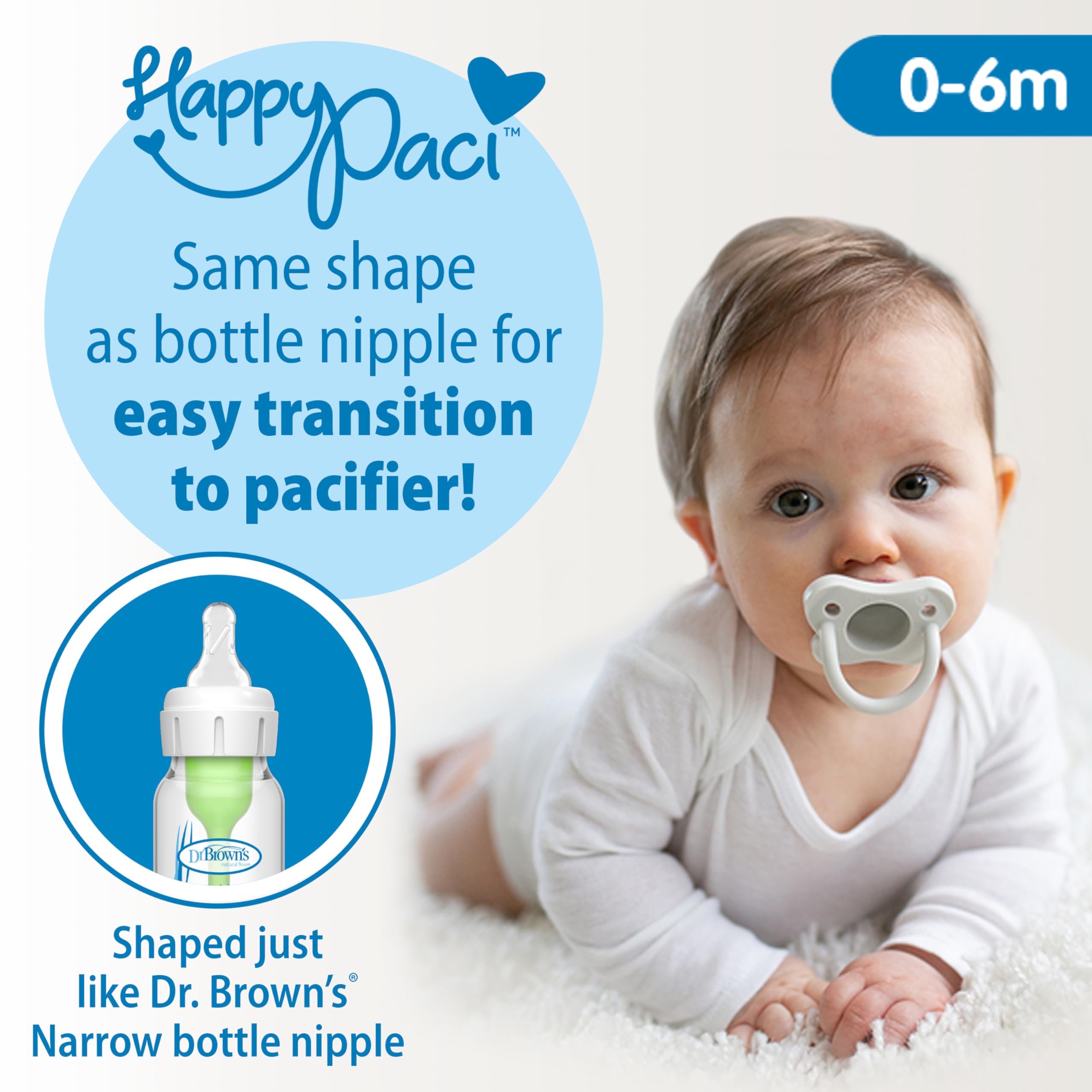 Dr. Brown's 8oz glass bottle offers a sturdy base for growing feeding routines.