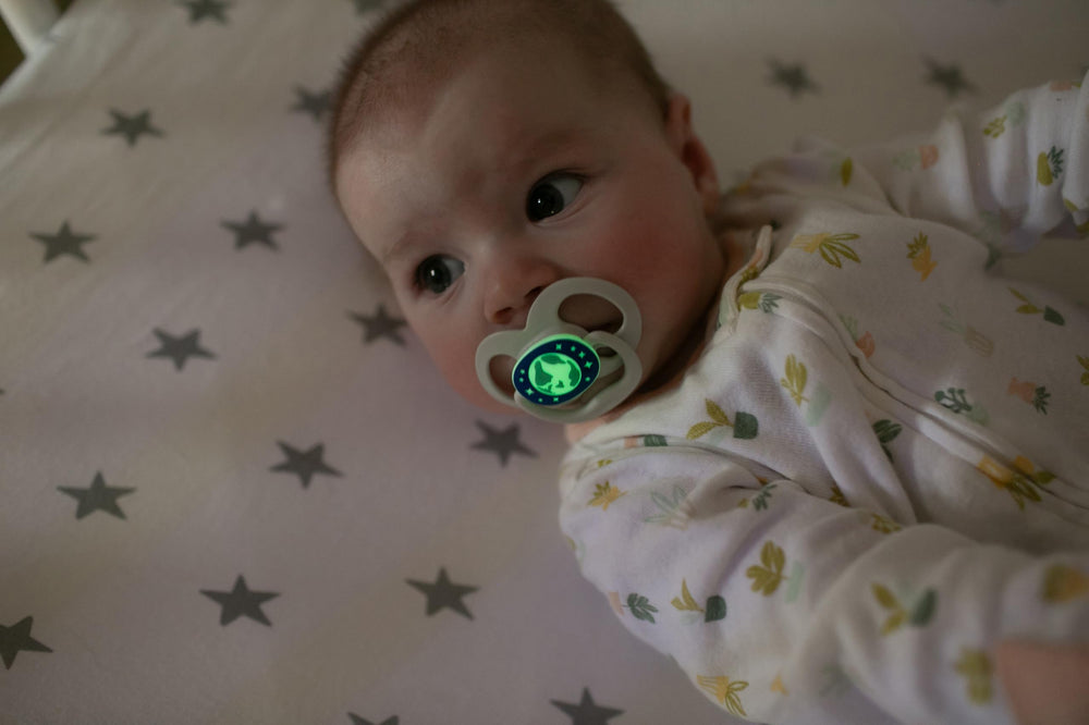 Dr. Brown's Advantage Glow pacifier top-rack dishwasher safe for easy cleaning.