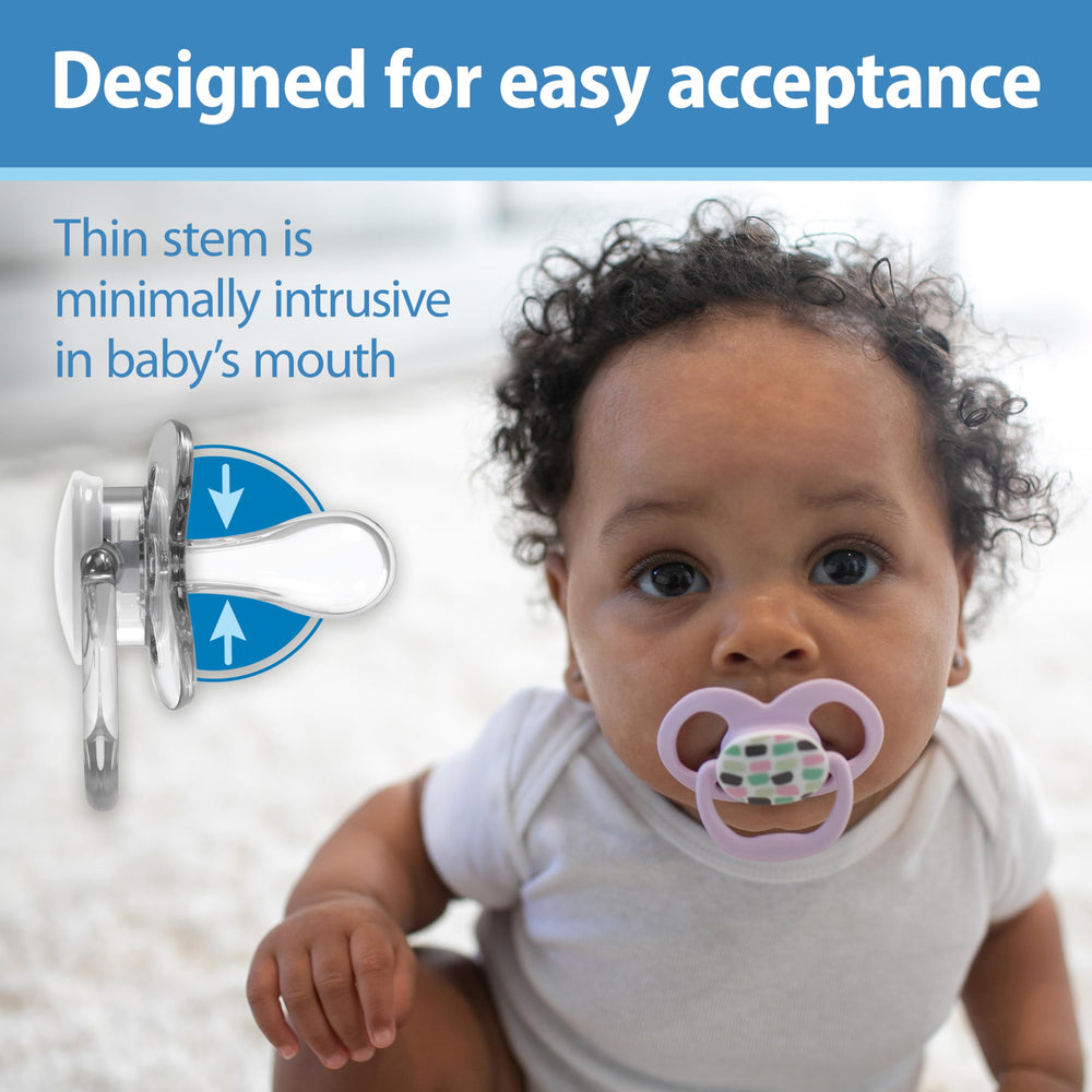Dr Brown's Advantage pacifier offers two-stage sizing for growing babies.
