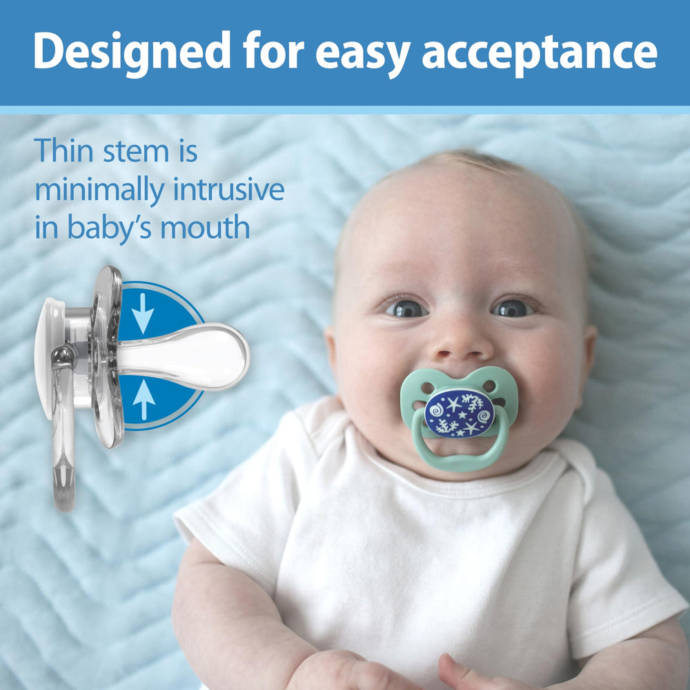 Dr. Brown's Advantage 0-6m stage features a smaller bulb and shield for newborns.