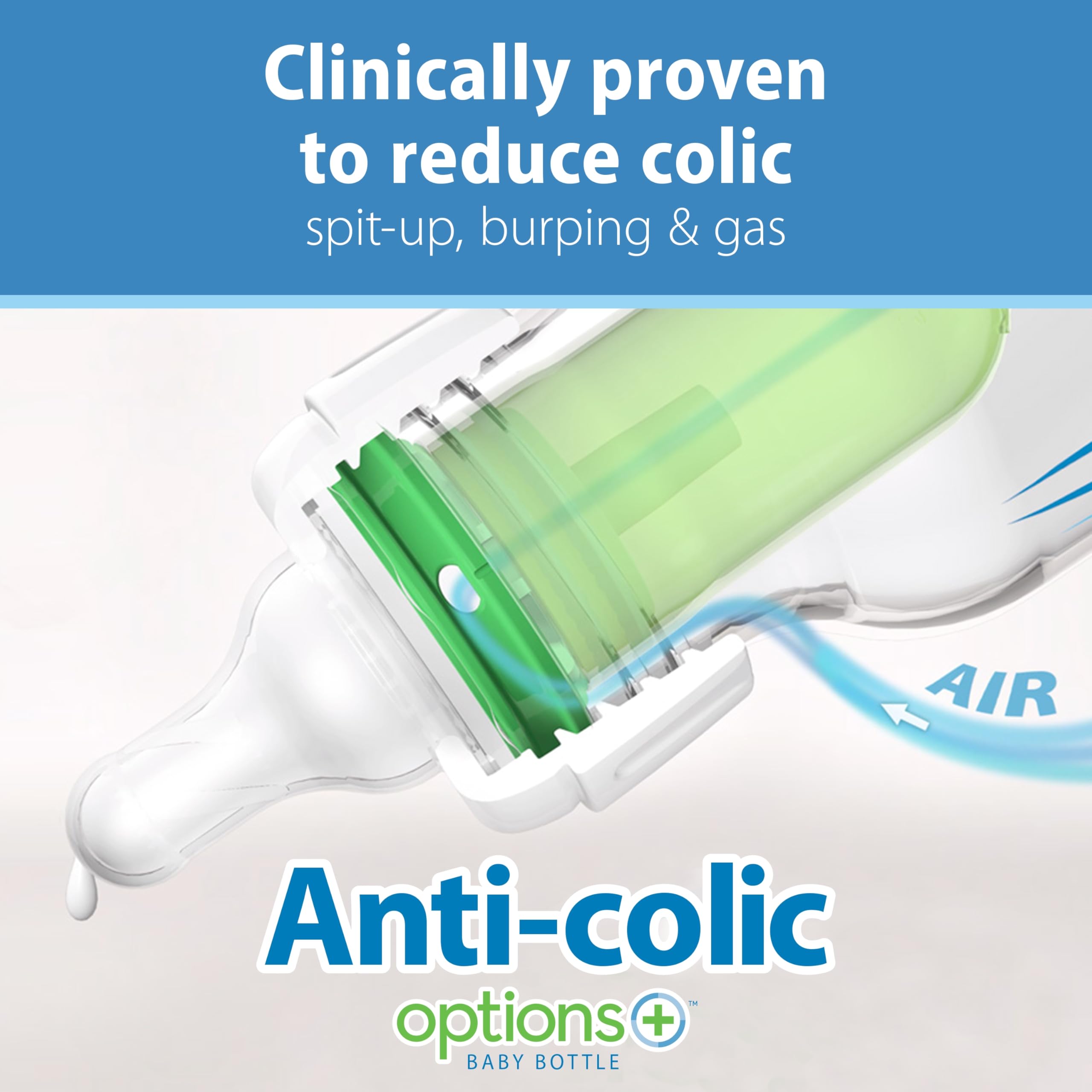 Dr. Brown's anti-colic vent close-up showing reduced air intake feature.