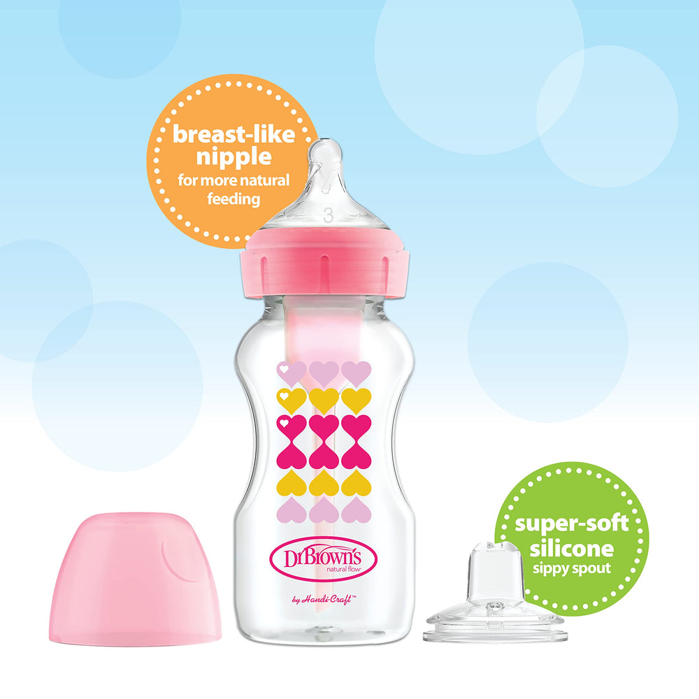 Dr. Brown's anti-colic vent system reduces spit-up and gas in feeds