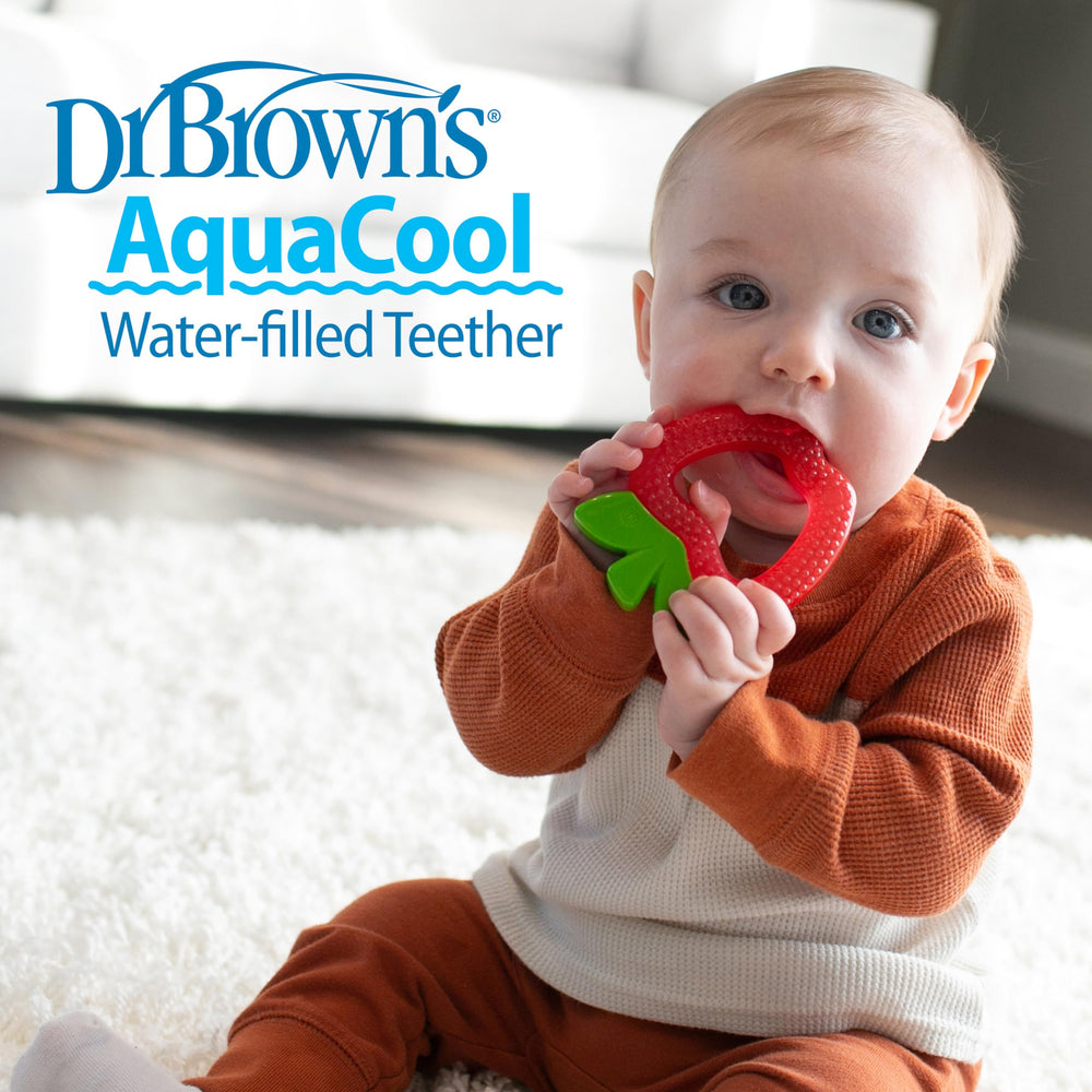 Dr. Brown's AquaCool bright color design engages baby during play