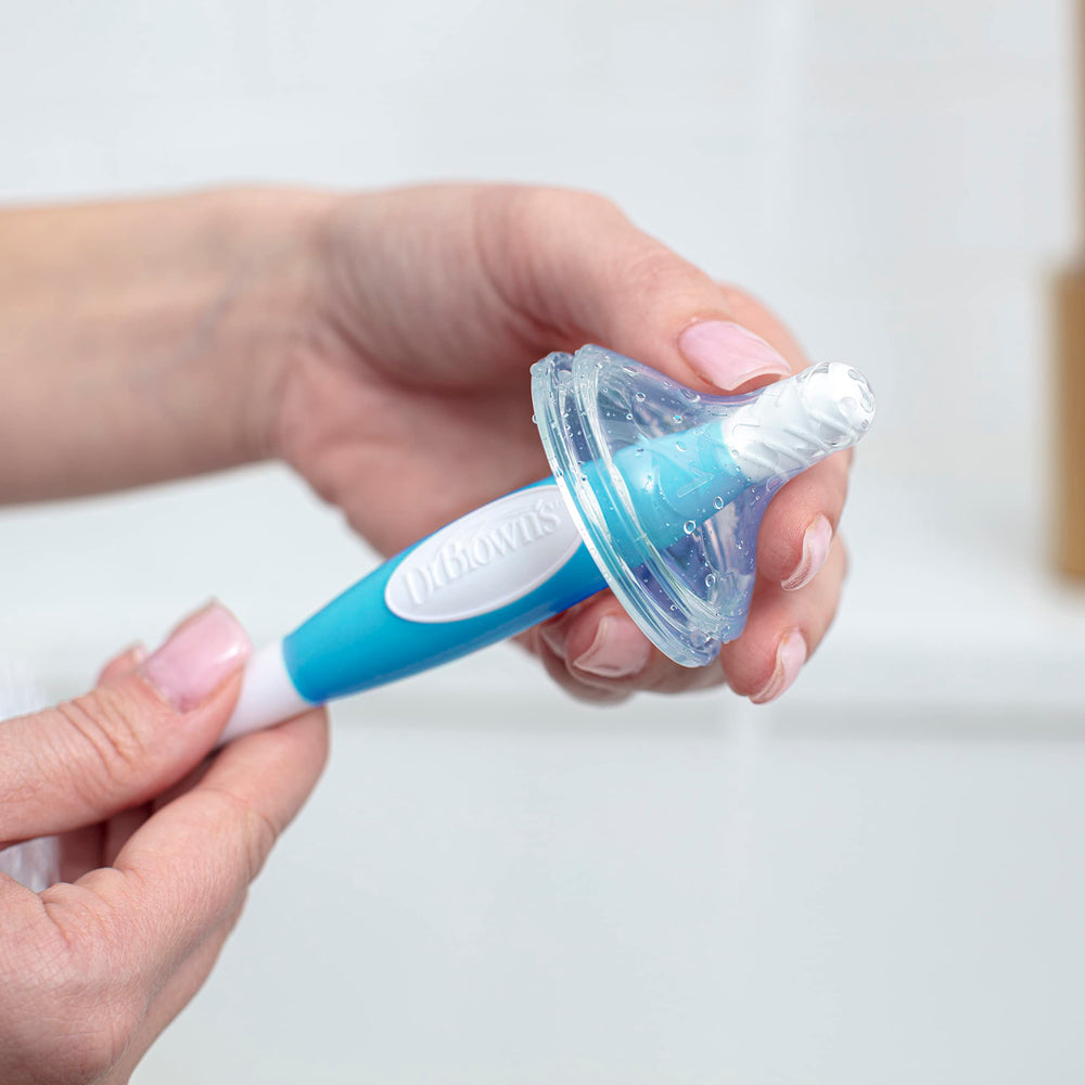 Dr. Brown's sponge-bristle head detail for versatile cleaning