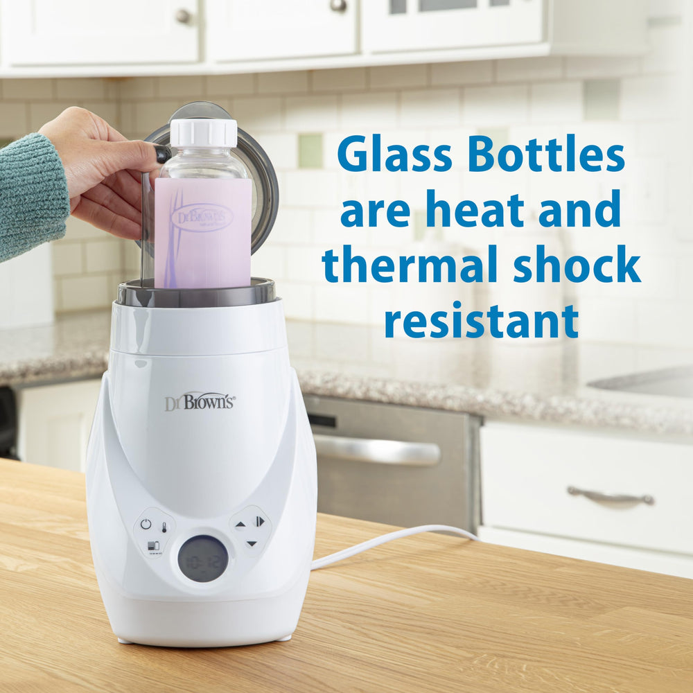 Dr. Brown's BPA-free glass bottle shown for safe everyday feeding