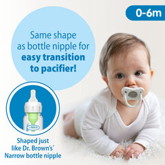 Dr. Brown's HappyPaci pacifier in soft silicone with butterfly shield for comfort.