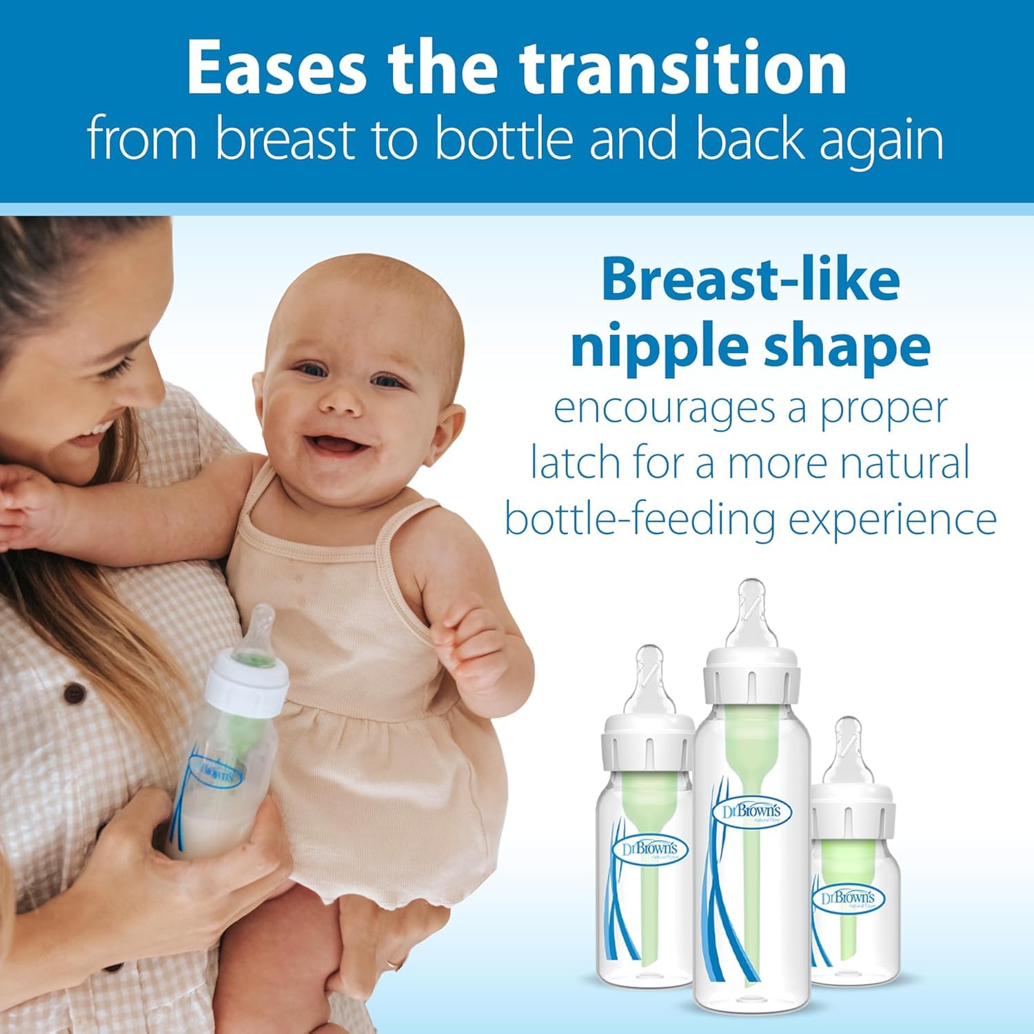 Dr. Brown’s Level 2 nipple medium flow in real feeding scene.
