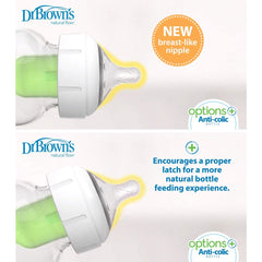 Dr. Brown's Level-3 wide-neck nipple compatible with Natural Flow bottles for smooth feeding.