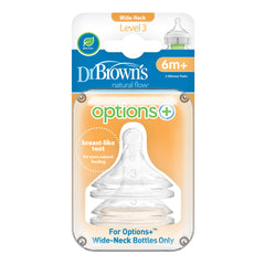 Dr. Brown's Level-3 Wide Neck Nipple six-pack packaging for easy replacements.