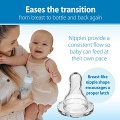 Dr. Brown's Level 1 slow-flow nipple promotes steady, controlled feeding.