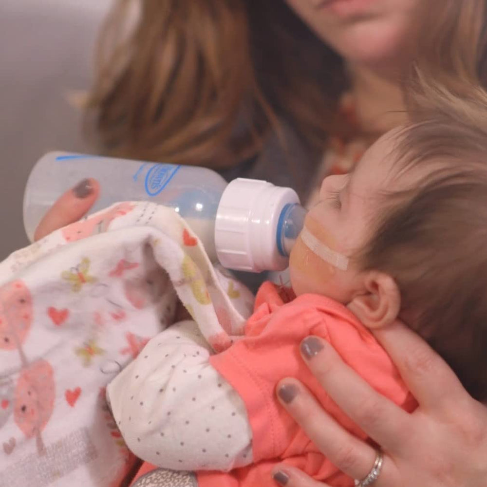 Compression nipple detail highlighting consistent flow for infant meals