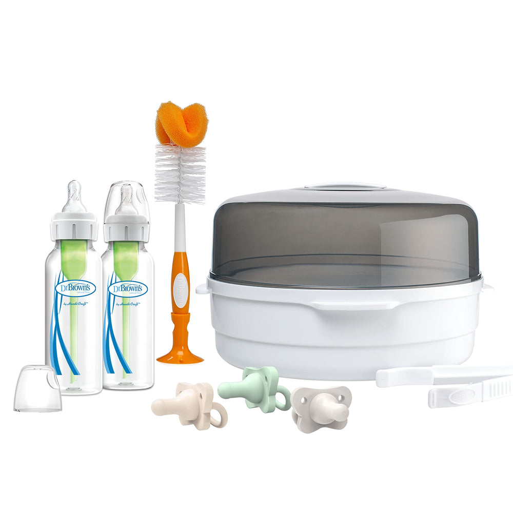 Dr. Brown's microwave steam sterilizer with rack delivers quick, bacteria-free sterilization.