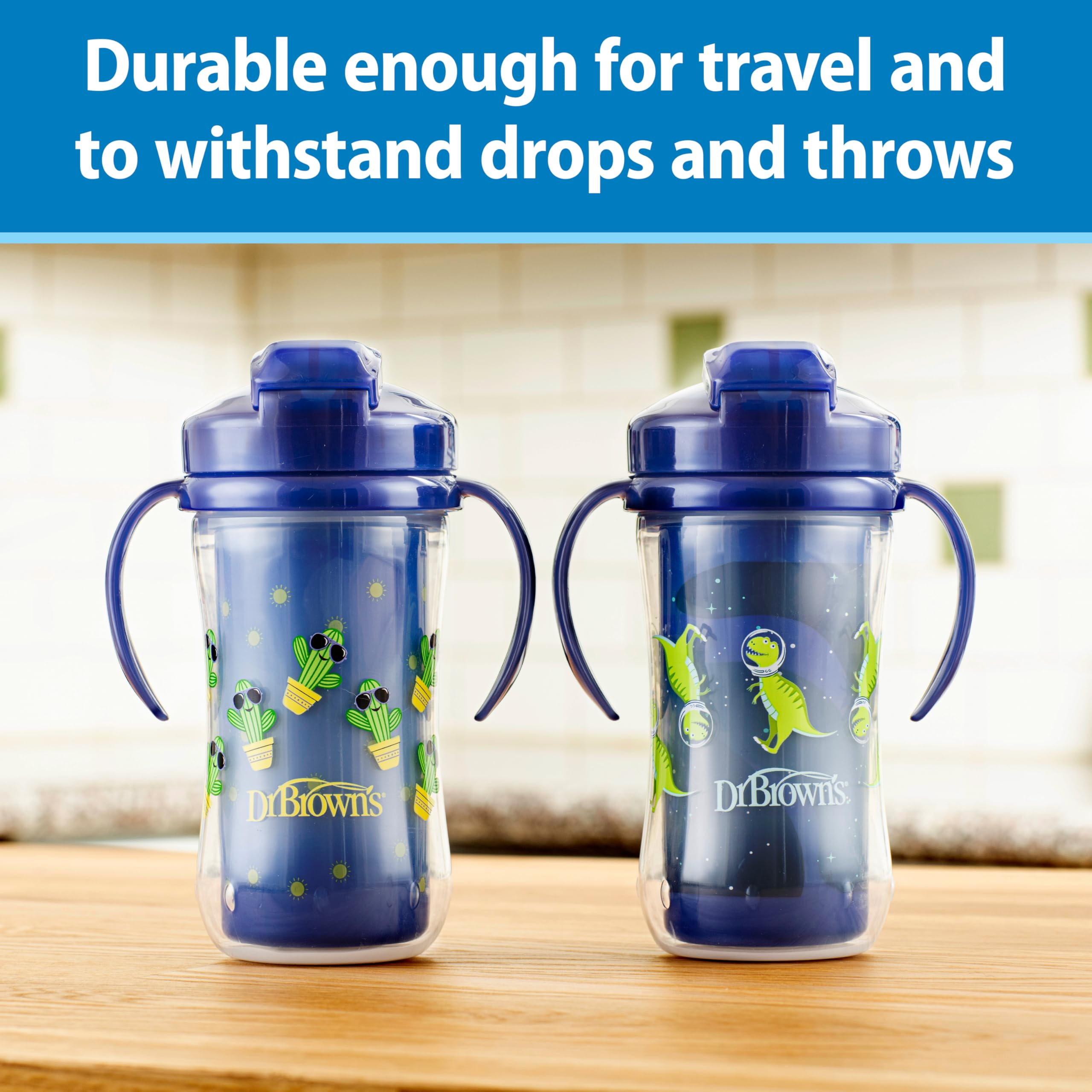 Dr Brown's Milestones bite-proof spout endures playful biting and sipping.