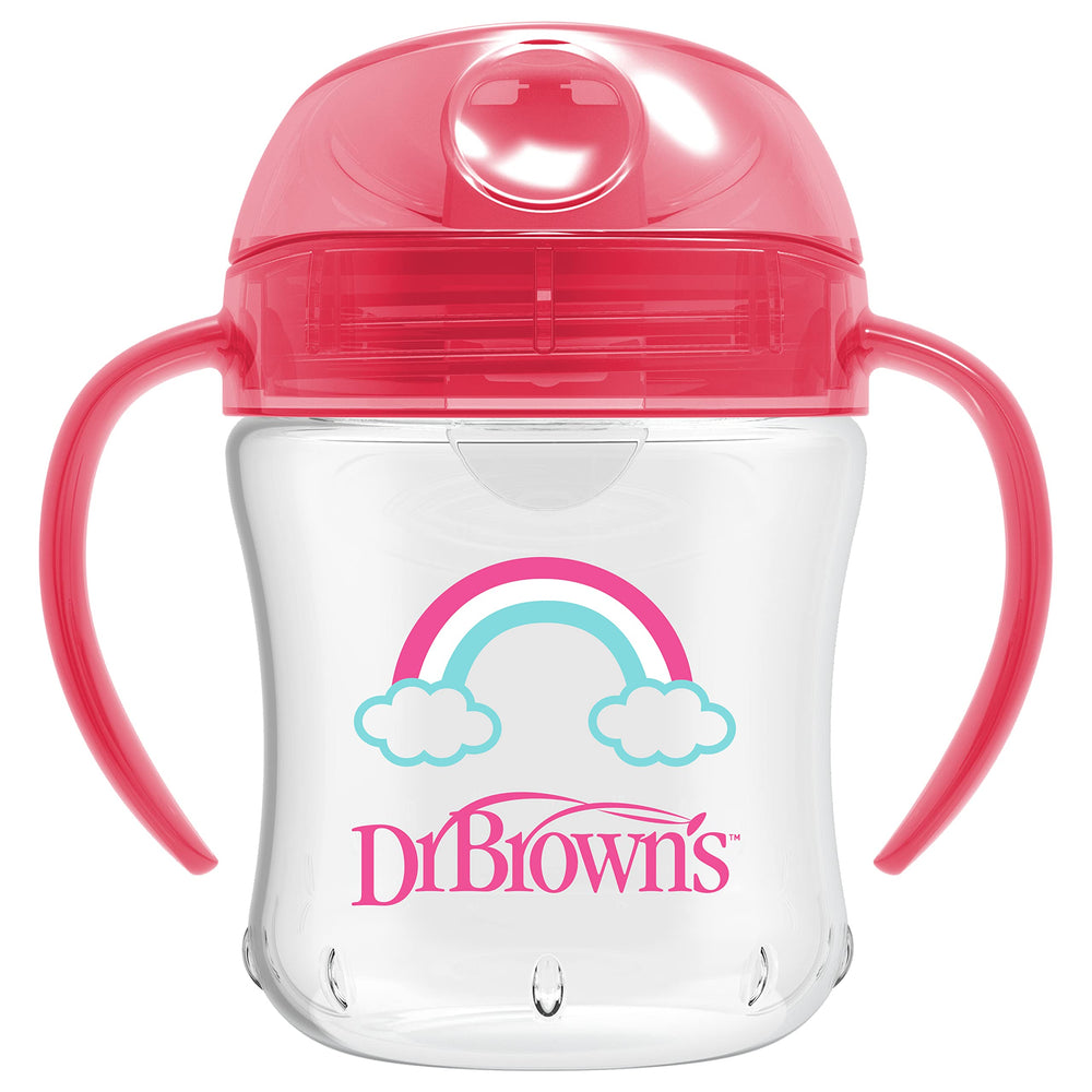 Dr. Brown's Milestones soft-spout sippy cup with handles demonstrates easy grip
