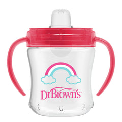Dr. Brown's Milestones pink rainbow cup with soft spout for spill-proof learning