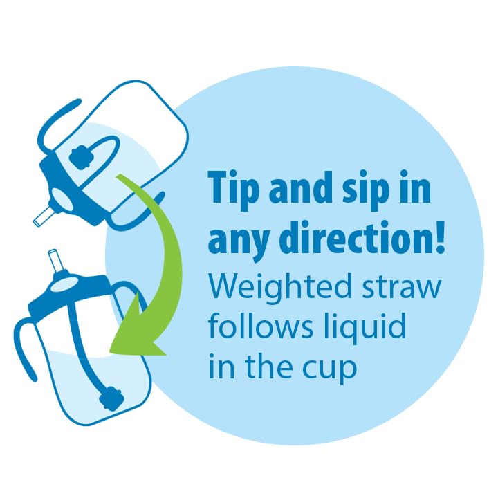 Dr. Brown's Milestones weighted-straw cup enables sipping from any angle.