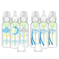Dr. Brown’s Natural Flow anti-colic bottles in Moon/Clouds set support calmer feeds and digestion.