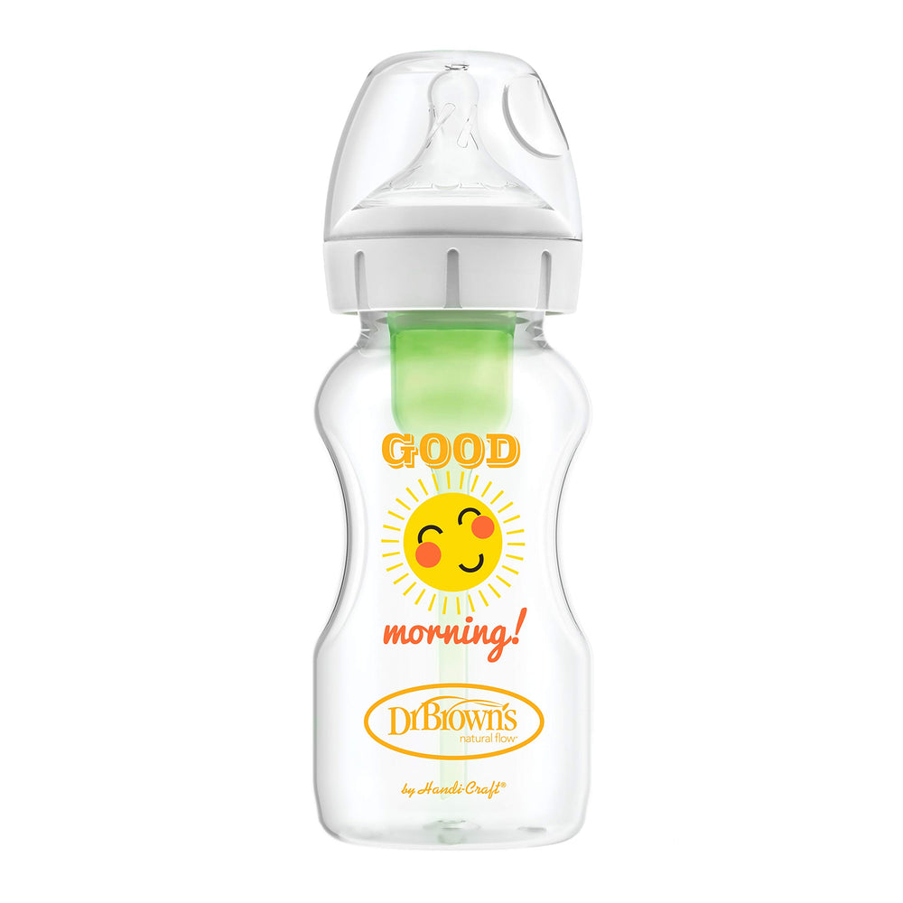 Dr. Brown's bottle shown in night-use setting for calmer nighttime feeding