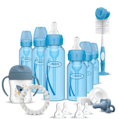Dr. Brown's Natural Flow bottle closeup shows anti-colic design supporting gentle feeding.