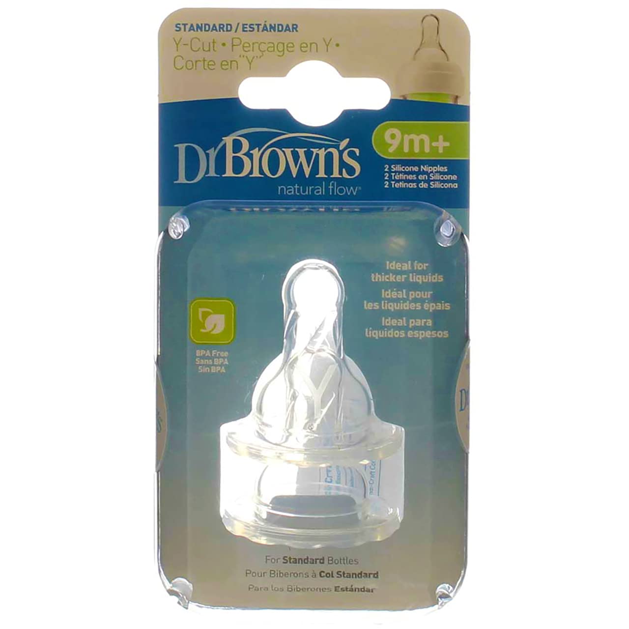 Dr. Brown's Natural Flow nipple pack contents display two silicone nipples for quick refresh.
