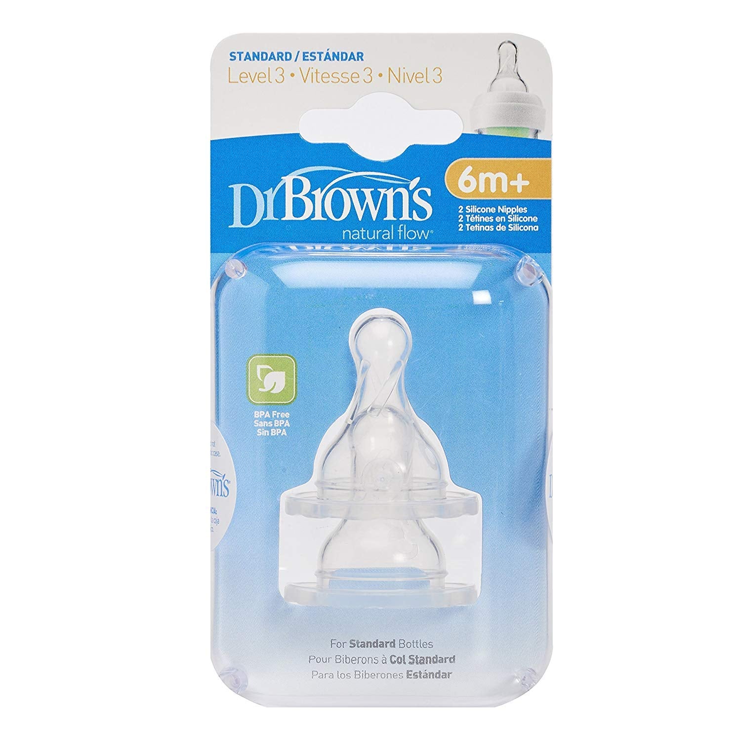 Dr. Brown's dishwasher-safe nipple for easy cleaning after meals.