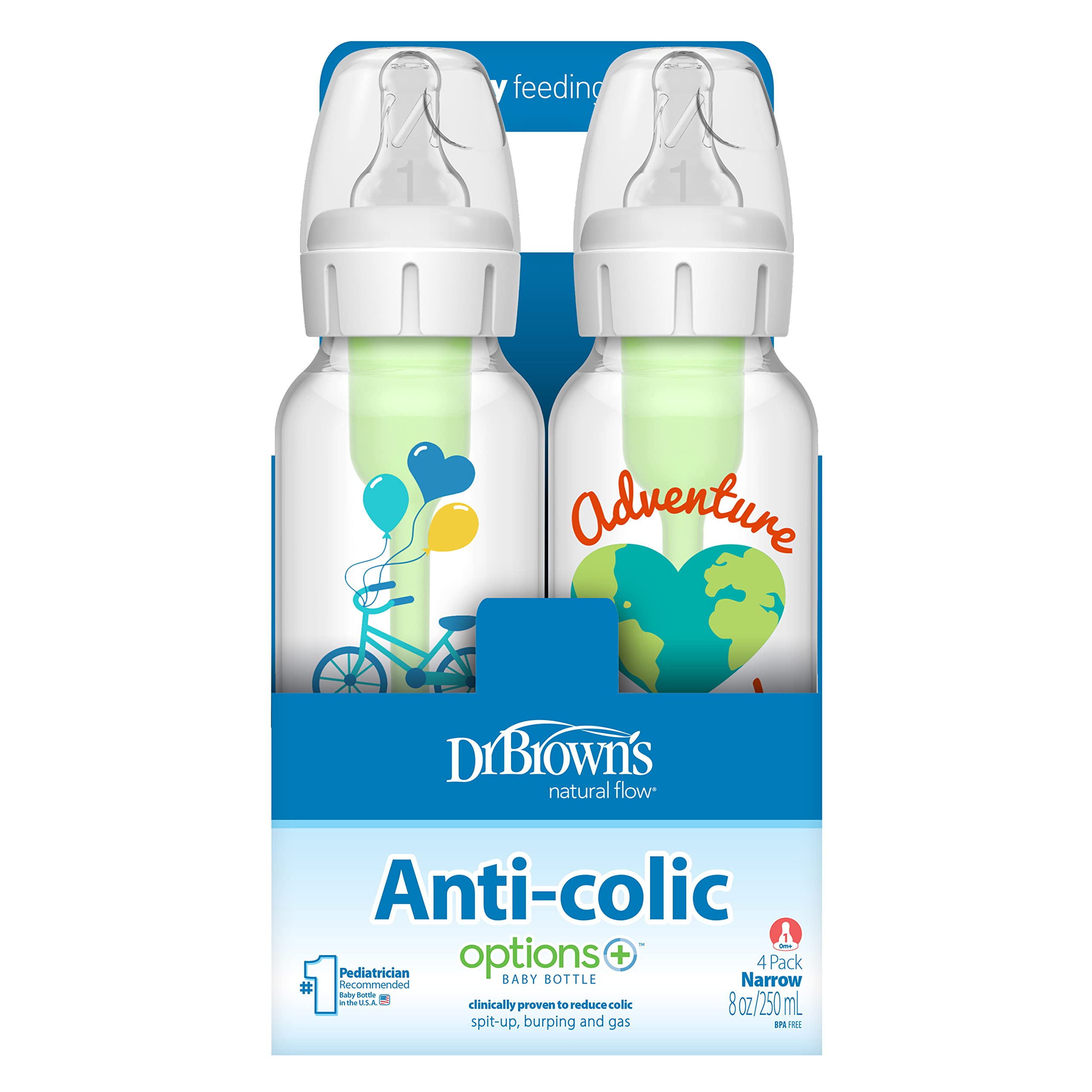 Dr. Brown's bottle grows with baby concept image.