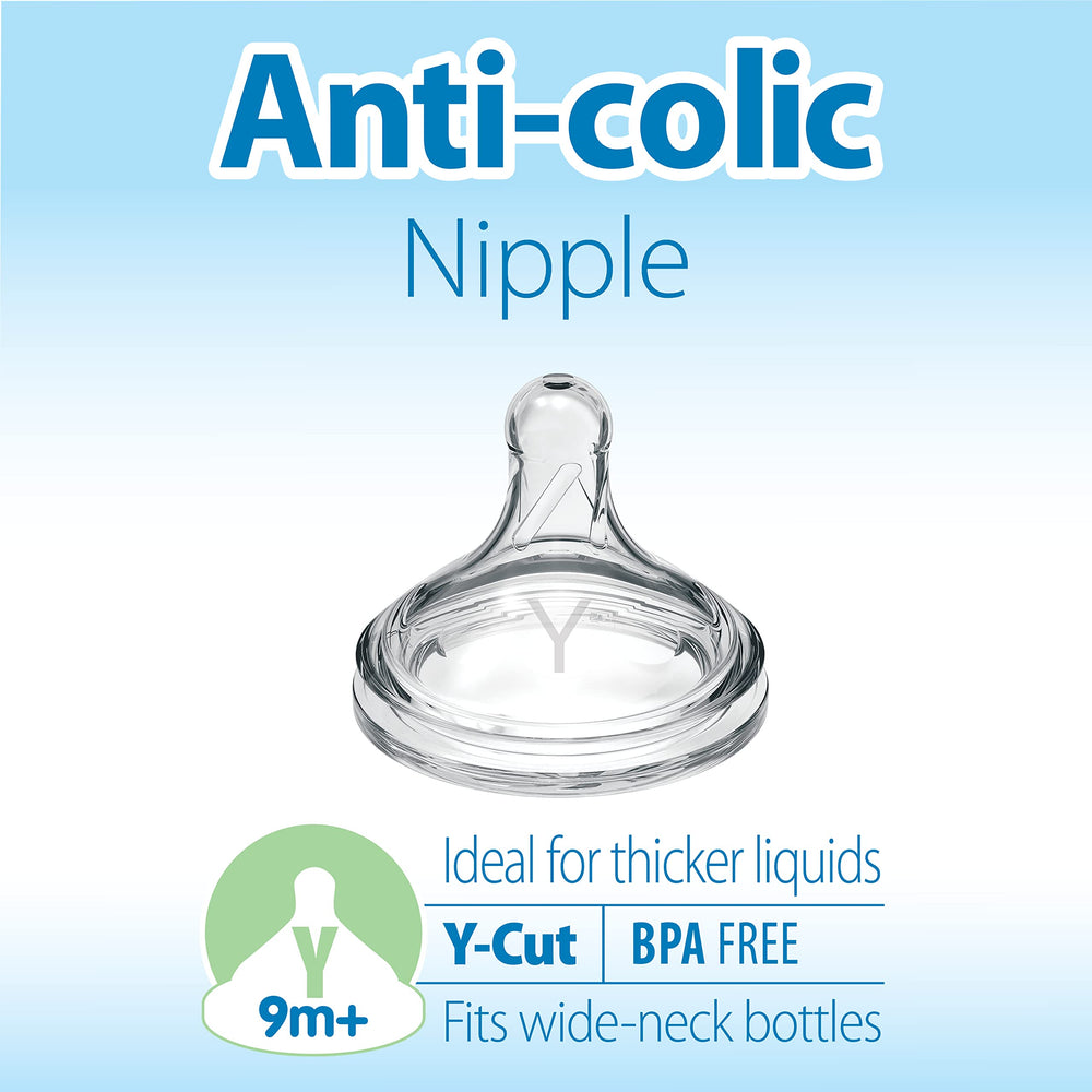 Dr. Brown’s Options+ wide-neck bottle nipple fit showing compatibility for thicker liquids