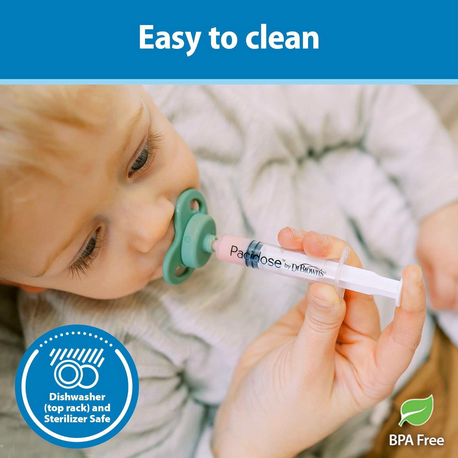 Dishwasher-safe Pacidose design allows quick cleaning between doses.