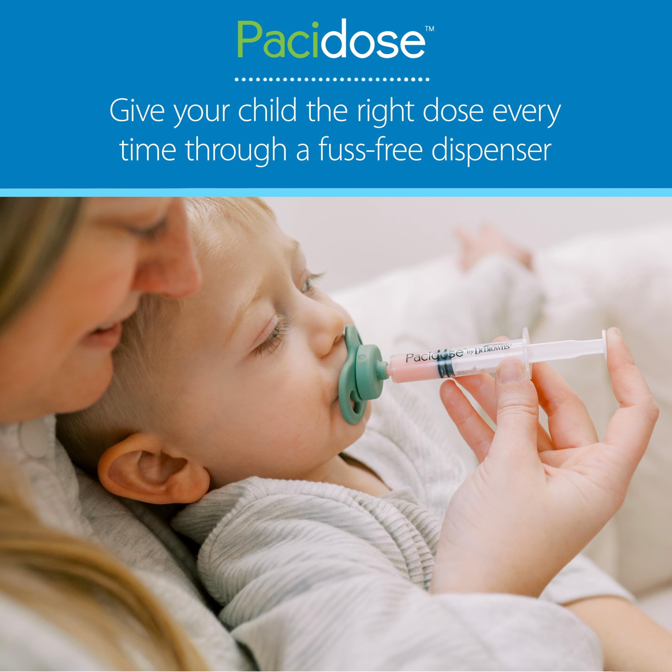 Pacidose syringe with precise dosage markings for accurate dosing.